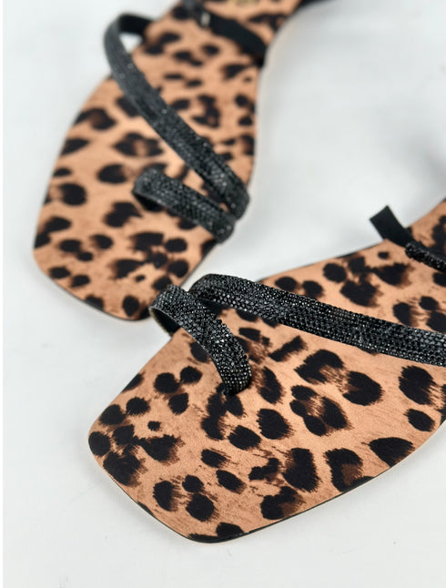 OLGA LEOPAR  DÜZ SANDALET